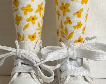 The Flowers Are Gold...Tall Socks For Ruby Red FF Dolls...