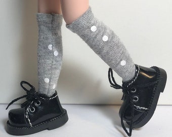 Gray With White Dots...Tall Socks For Blythe...