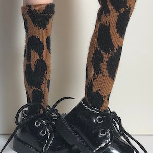 Brown And Black Leopard Print...Tall Socks For Blythe...