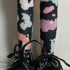Black And Pastels...Tall Socks For Blythe Dolls...