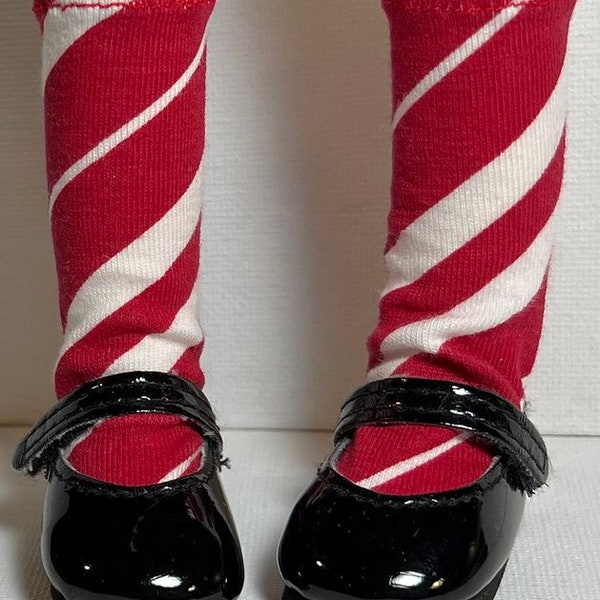 Candy Cane Kisses...Short Socks For Gorjuss, Paola Reina And RRFF Siblies Dolls...