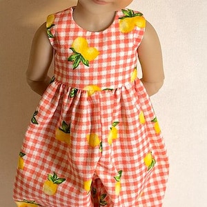 Lemons And Gingham...Romper For Ruby Red FF Dolls...