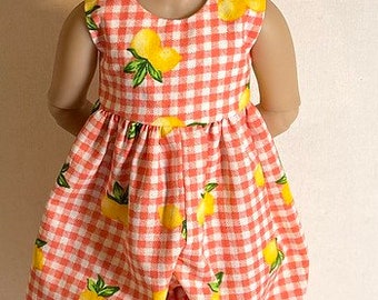 Lemons And Gingham...Romper For Ruby Red FF Dolls...