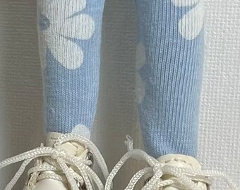 Baby Blue And Daisies...Tall Socks For Blythe Dolls...