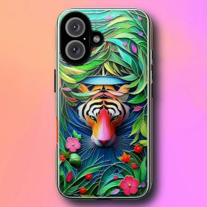 Pink Tiger Phone Case for pink lover, tiger lover gift, tiger print aesthetic for iPhone Galaxy artistic colorful phone case, pink tones