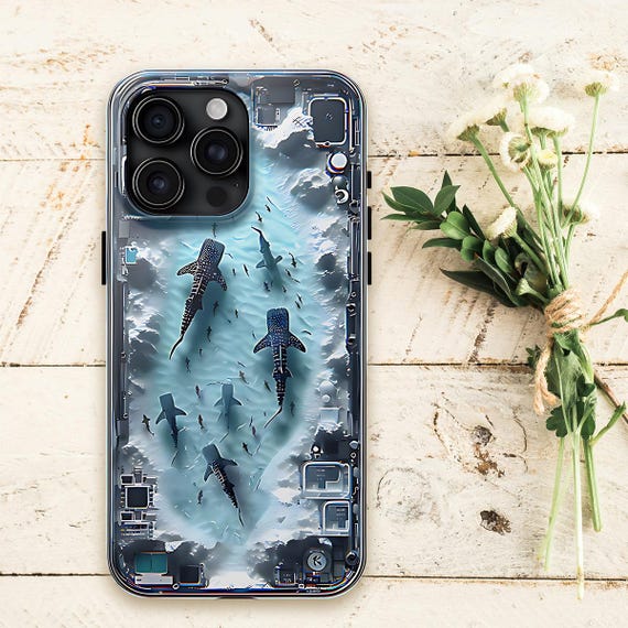 3D Whale Shark iPhone Case: Ocean Habitat Design