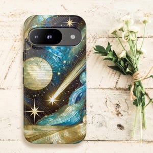 iPhone Case Unique Moon Star Phone Case, Night Sky iPhone, Faux Stained Glass Pixel, Celestial Galaxy Case, Starry Sky Design Tough Case