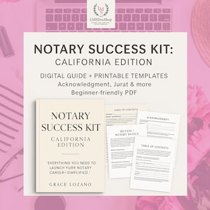 Notary Success Kit – California | Printable Guide, Journal & Certificate Templates | Digital Download