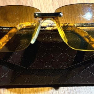 Rare vintage Roberto Cavalli  GUCCI SUNGLASSES CASE beautiful sunglasses orange snakeskin Amber 21S 827 66 Caronte 130 Sunglasses