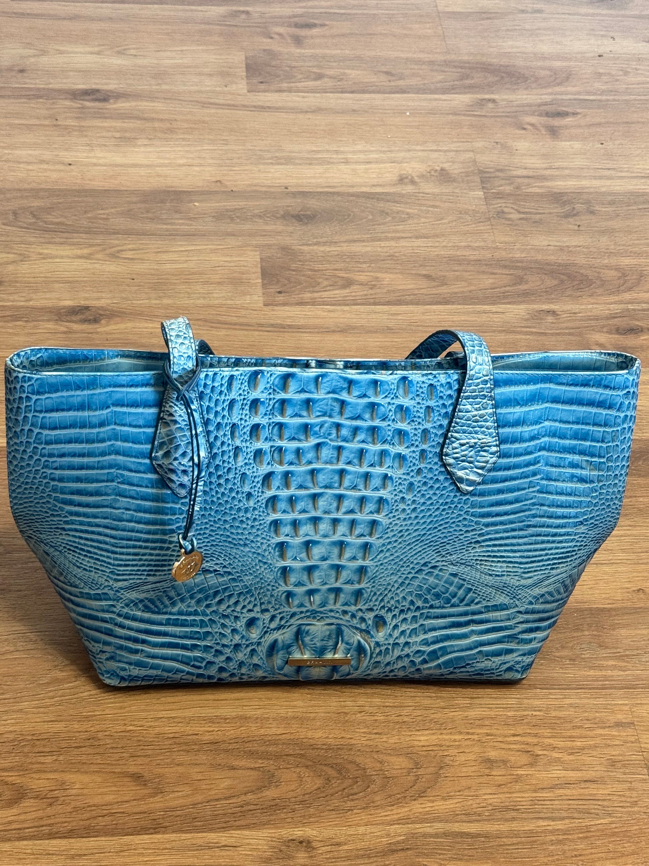 Brahmin Athena Cerulean Blue Melbourne Embossed Leather Tote Bag Wristlet Etsy