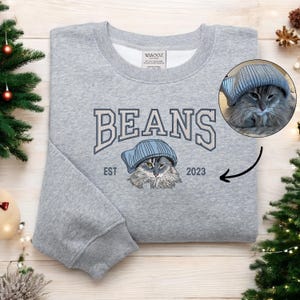 Custom Pet Embroidered Sweatshirt Custom Pet Sweatshirt Embroidered Pet Hoodie Personalized Pet Face and Pet name Sweatshirt Christmas Gift