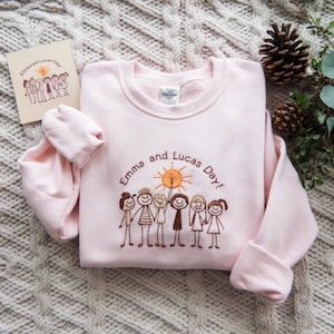 Custom Kids Photo Drawing EMBROIDERED Tshirt Sweatshirt as a Personalized Unique Special Gift for Moms, Dads, Aunts, Sisters