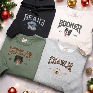 Custom Pet Embroidered Sweatshirt Custom Pet Sweatshirt Embroidered Pet Hoodie Personalized Pet Face and Pet name Sweatshirt Christmas Gift