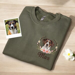Sweat-shirt brodé portrait de chien personnalisé, sweat à capuche personnalisé pour animal de compagnie, sweat-shirt personnalisé visage et nom d'animal de compagnie, cadeau personnalisé