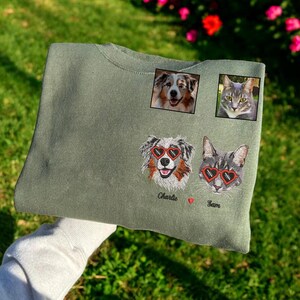 Custom EMBROIDERED Pet Sweater Pet Photo + Name Custom Valentines Dog Portrait Sweater Personalized Dog Sweatshirt Custom Cat Crewneck