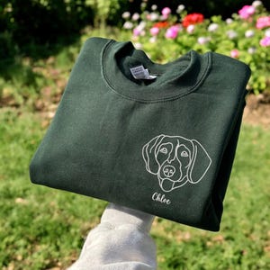 Custom Dog Portrait Embroidered Sweatshirt,Custom Pet Outline Hoodie, Personalized Pet Face and Pet name Sweatshirt,Custom gift