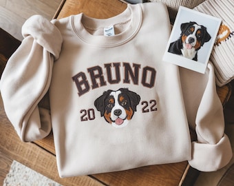 Custom Pet Embroidered Sweatshirt, Custom Pet shirt, Embroidered Pet Hoodie, Personalized Pet Face and Pet name Sweatshirt, Christmas Gift