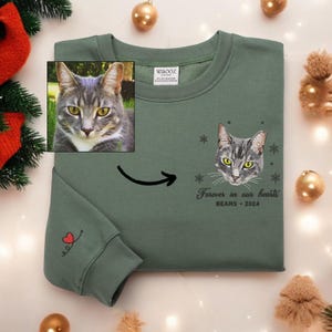 Moletom bordado personalizado para animais de estimação, moletom bordado personalizado com retrato de cachorro, moletom para animais de estimação de Natal, presente memorial para animais de estimação, presente de Natal