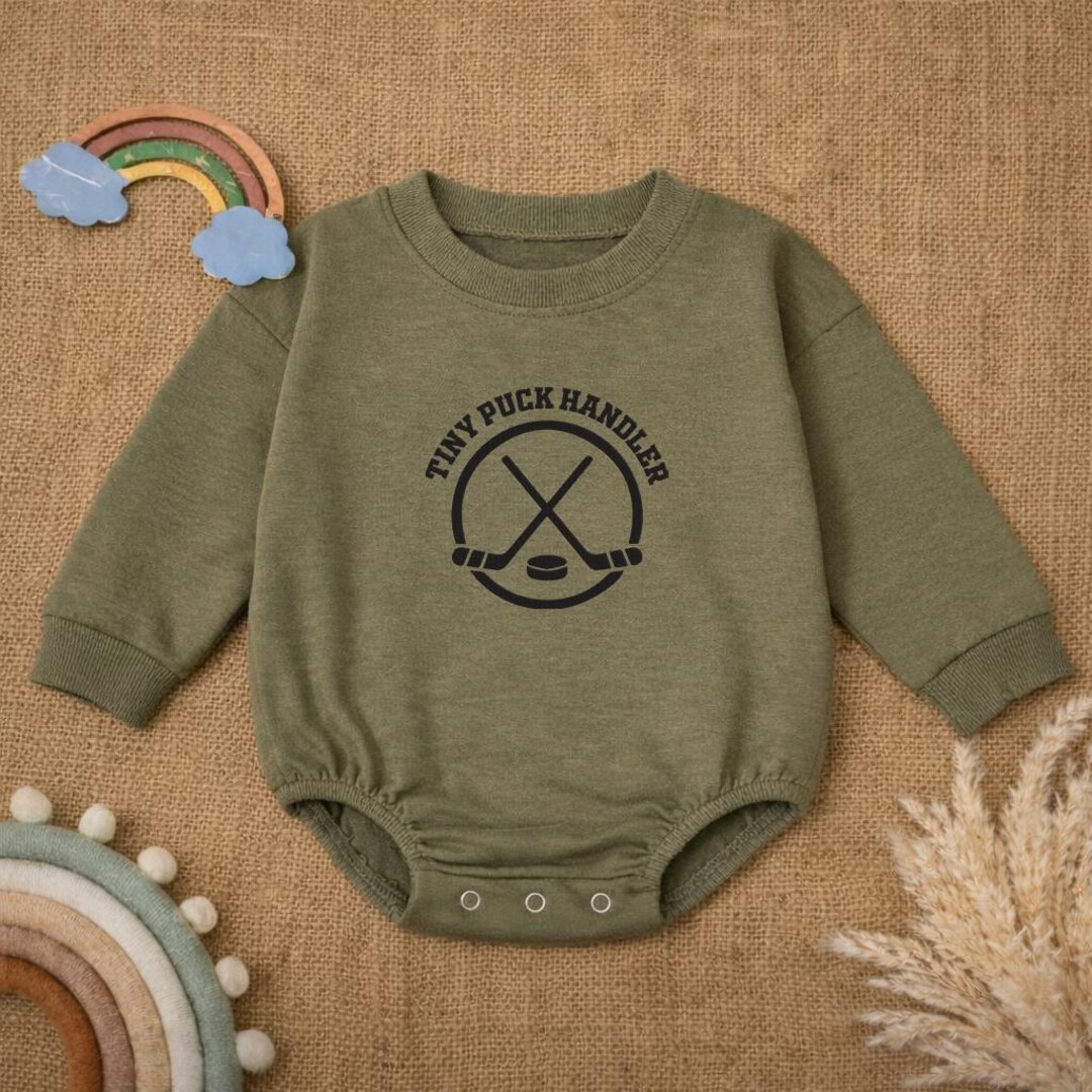 Tiny Puck Handler Embroidered Baby Romper, Hockey Baby Outfit, 100% ...