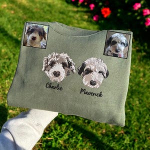 Custom Dog Portrait Embroidered Sweatshirt,Custom Pet Hoodie, Personalized Pet Face and Pet name Sweatshirt,Custom gift