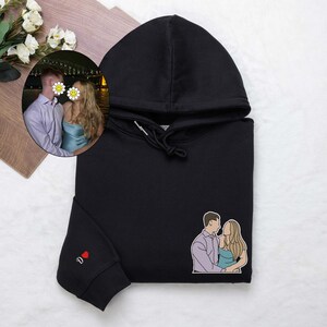 Custom Embroidered Portrait from Photo Sweatshirt Custom Embroidered Sweatshirt Custom Portrait Hoodie Couple Hoodie Anniversary Gift