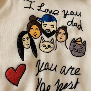 EMBROIDERED Custom Kids Photo Drawing Tshirt Sweatshirt as a Personalized Unique Special Gift for Moms, Dads, Aunts, Sisters