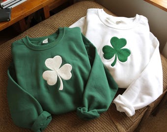 Embroidered St. Patrick&#39;s Day Sweatshirt, Irish Shamrock Sweatshirt, Saint Patricks Day Sweatshirt Women, St Patricks Hoodie, St Patricks