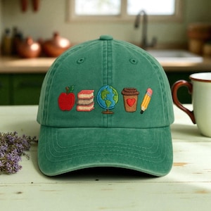 Cute Teacher Trucker Hat , Embroidered Teacher Hat , Teacher Icon Embroidered Cap, Teacher Appreciation, Back To School Gift Hat , Cap