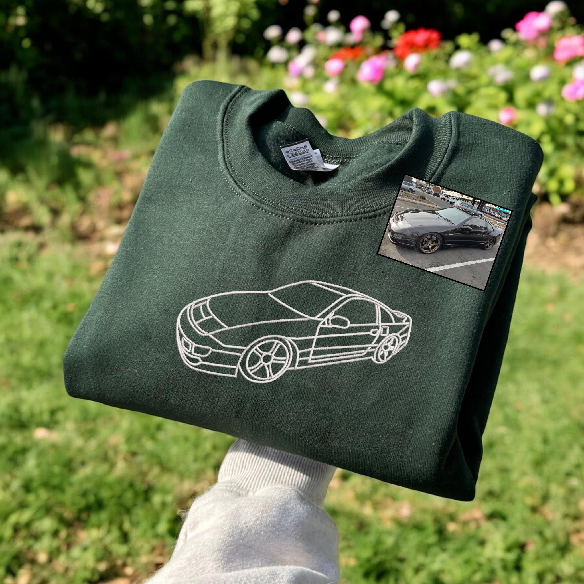 Custom Embroidered Hoodie, Embroidered Car Outline Hoodie, Car Sweatshirt, Embroidered from Photo, Car Enthusiast Gift,Custom Clothes