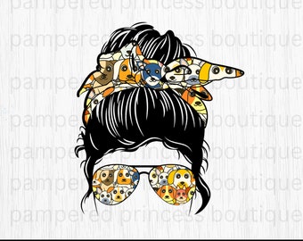 Dog Mom Life Messy Bun Messy Bun Dogs PNG Sublimation DIGITAL Image Dog Mama High Resolution 300 DPI Commercial U OKse