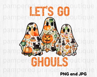 Let's Go Ghouls Halloween PNG JPG Digitales Bild 300 DPI Kommerzielle Nutzung Sublimation Sofortiger Download Retro Ghouls, Ghoul Gang Hohe Auflösung