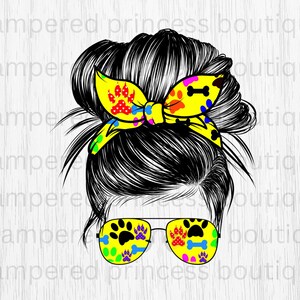 Dog Messy Bun Pet Groomer Vet Tech Messy Bun Dog Mom Life PNG Sublimation DIGITAL Image Dog Mom High Resolution 300 DPI Veterinarian