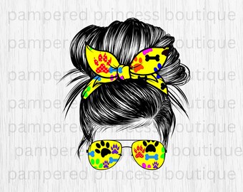 Dog Messy Bun Pet Groomer Vet Tech Messy Bun Dog Mom Life PNG Sublimation DIGITAL Image Dog Mom High Resolution 300 DPI Veterinarian
