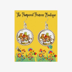 Frog and Toad Together are Friends Bicycle Dangle Earrings Frog Toad Friends Jewelry Friend Gift With Gift Box Fast Shipping