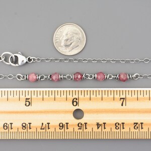 Faceted Petite Pink Tourmaline Gemstone Necklace with 5 Wire Wrapped Links of Faceted 3/16 Inch Wide Beads, .925 Sterling Silver, 5073 image 2