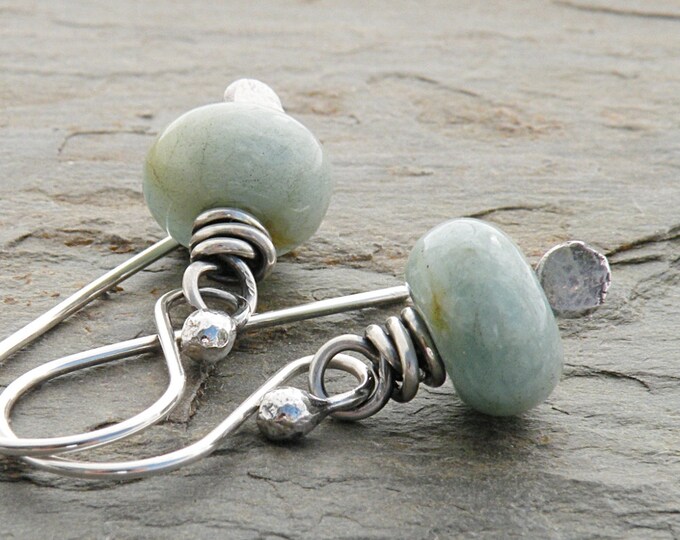Pastel Blue Earrings Aquamarine Sterling Silver Casual Etsy