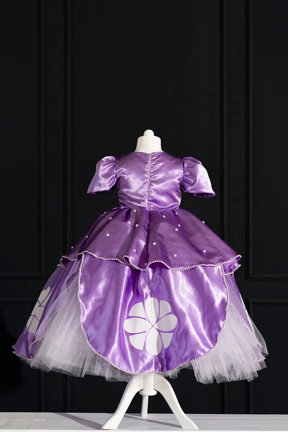 princess sofia dress up Princess Sofia Dress Up Costume Kids Puff Sleeve Fancy Party Purple Rapunzel Costume