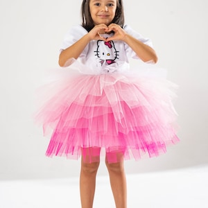 Hello Kitty Costume Dress For Girls, Toddler Pink Tutu Birthday Outfit, Kawaii Cartoon Party Costume, Cute Gift For Baby Girl Or Toddler
