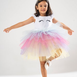 Unicorn Rainbow Birthday Dress For Girls, Toddler Tutu Costume With Headband, Magical Baby Girl Party Outfit, Colorful Gift For Kids