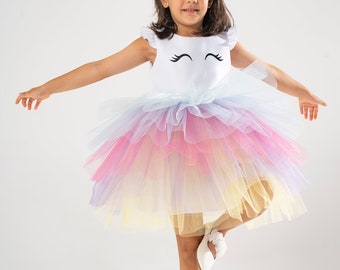 Vestido de tutú de cumpleaños de unicornio con diadema: atuendo mágico para fiesta