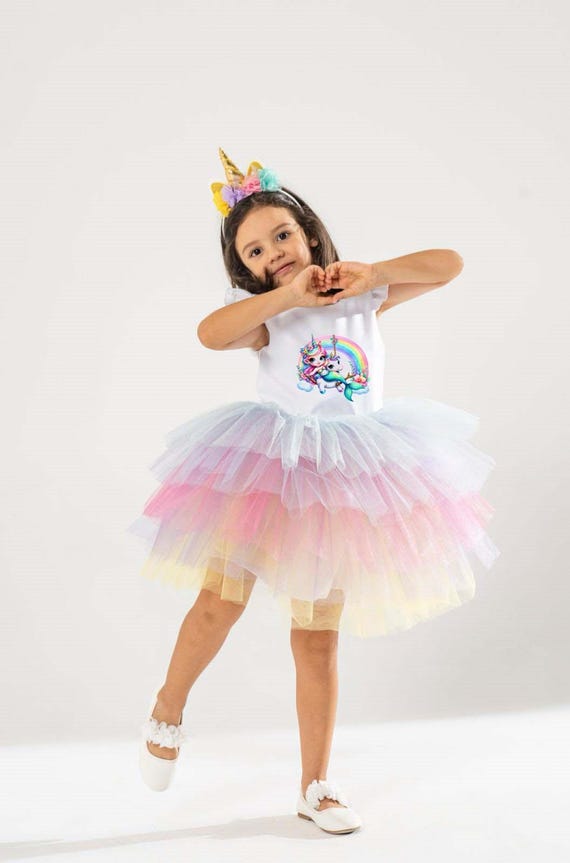 Vestito da compleanno da sirena unicorno: costume da tutù