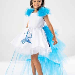 Elsa Princess Costume Dress with Detachable Cape: Birthday Party Gown