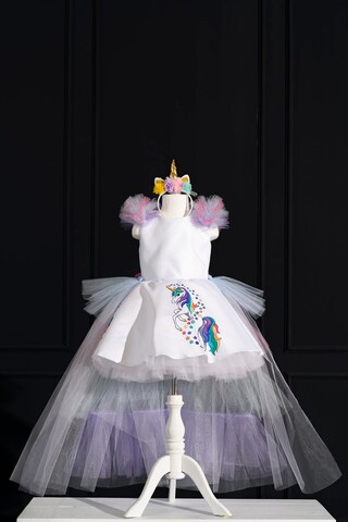 PRETYZOOM Fascia Per Capelli Con Unicorno E Velo In Tulle – Per Bambine E Adulti – 62 X 15 Cm