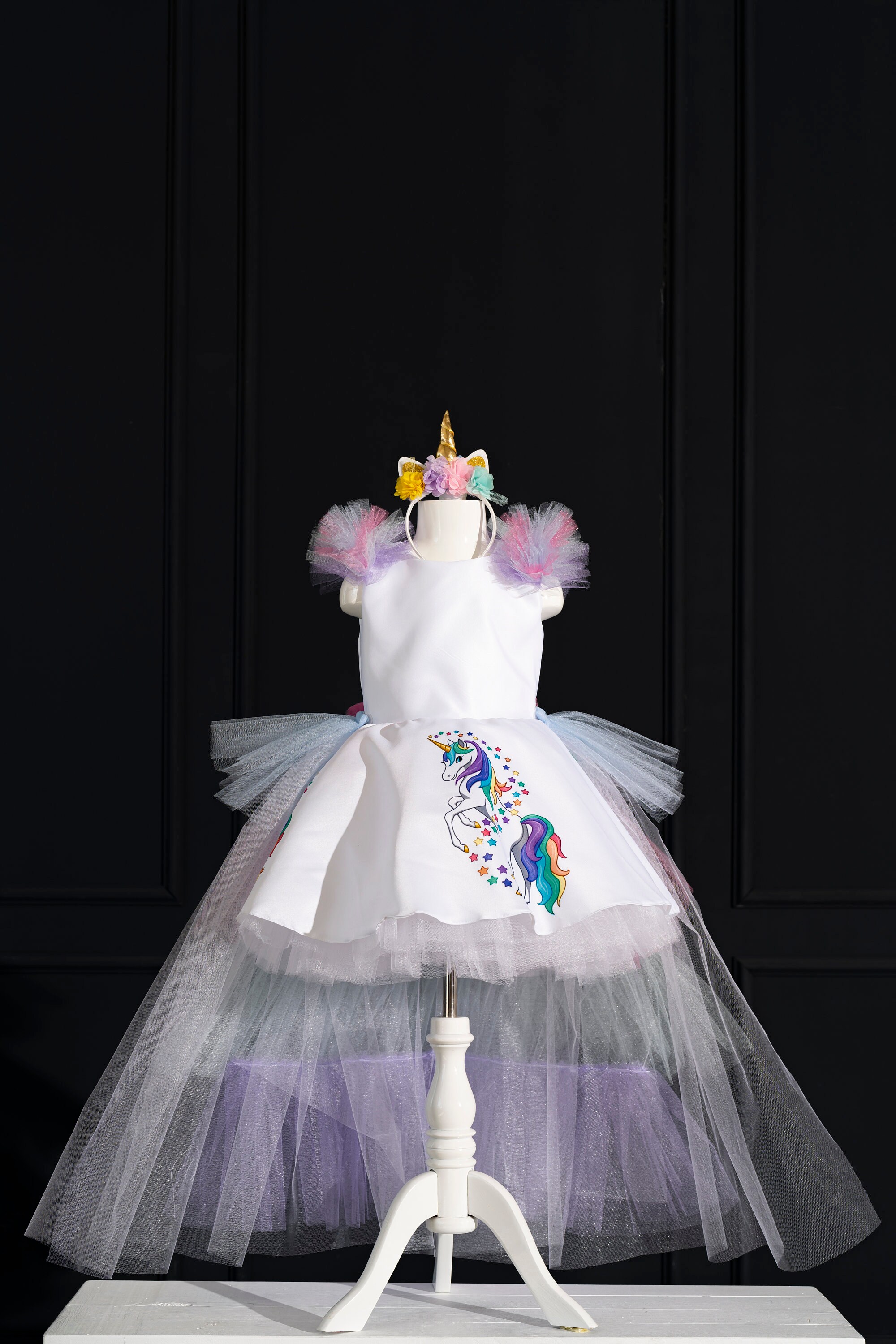 Unicorn Birthday Dress, Unicorn Rainbow Dress for Girls, Ball Gown