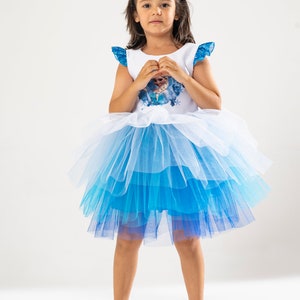 Elsa Princess Costume Dress: Sparkly Tulle Birthday Gown with Cape