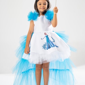 Elsa Princess Costume Dress: Sparkly Birthday Gown with Detachable Cape