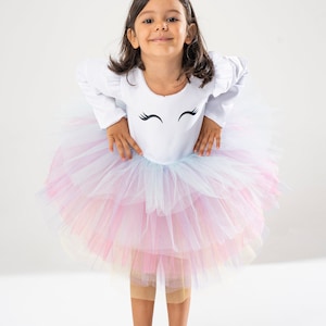 Einhorn Regenbogen Geburtstagskleid für Mädchen, Tüll-Tutu-Kleid mit Horn-Stirnband, Kleinkind-Einhorn-Party-Outfit, magisches Geschenk für sie