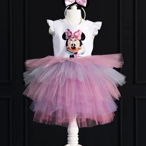 Minnie Mouse Birthday Tutu Dress: Pink Polka Dot Costume with Headband