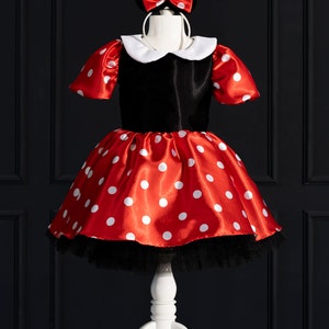 Minnie Mouse Birthday Outfit: Red Polka Dot Tutu Dress with Headband