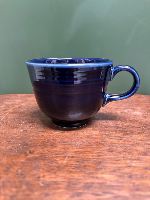 Cobalt Blue Fiesta Ware Tea Cups, Mugs, Vintage, 1980's, Footed